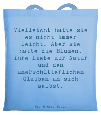 Produktbild von Mr. & Mrs. Panda Tote Bag Spruch Hoffnung und Liebe - Sky Blue - Geschenk, Motivation, Jutebeutel, Ermutigung, Inspiration, Tasche, unendliche Schönheit, Schultasche