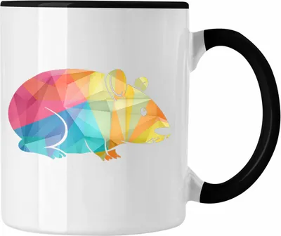 Produktbild von Trendation - Hamster Tasse Polygon Geometrisch Grafik Geschenk für Hamster Liebahber Lustig (Schwarz)