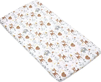 Produktbild von JUKKI 100% Baumwolle Spannbettlaken 120x60cm Baby Bettlaken Babybett Kinderbett [Magical Woodland]