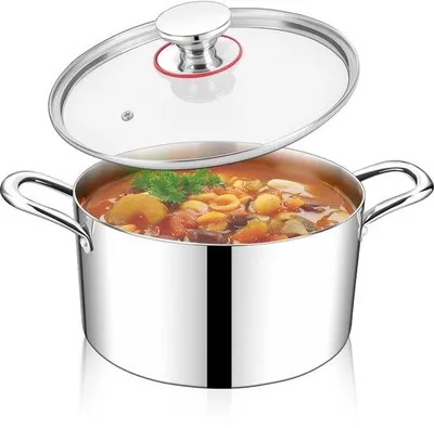 Produktbild von Famanu Edelstahlkasserolle mit Glasdeckel - 22 cm Kochtopf