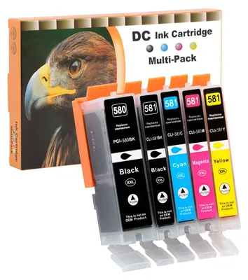 Image de Cartouches d'encre compatibles D&C 5X pour Canon PGI-580 CLI-581 XXL, remplacement pour Canon Pixma TR7550 TR8550 TS6150 TS6151 TS6250 TS6251 TS8150 TS8151 TS8152 TS8250 TS8251 TS8252 TS9150 TS9155 TS9550