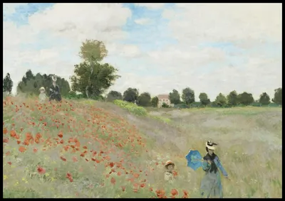 Immagine prodotto di Poster 100x70 cm Il campo di papaveri vicino ad Argenteuil, Monet Vintage