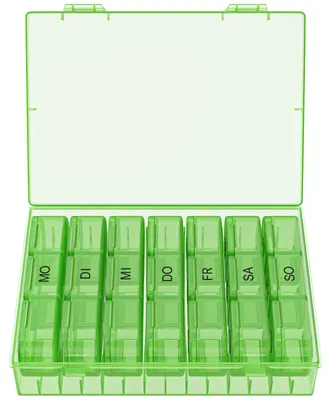 Produktbild von WELLGRO Tablettenbox für 7 Tage - Pillendose je 3 Fächer pro Tag - Klappdeckel mit Druckverschluss - Aufbewahrungsbox - BPA-freier Kunststoff