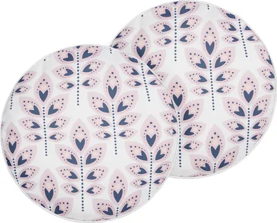 Produktbild von BELIANI 2er Set Gartenkissen Beige Polyester ⌀ 40 cm Rund Blattmotiv Modernes Design Wurfkissen Streukissen