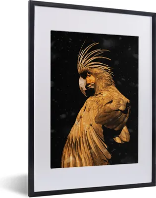 Produktbild von MuchoWow® MuchoWow® Gerahmtes Poster Kakadu - Vögel - Gold 30x40 cm - Poster mit zchwarzem Bilderrahmen - Wandposter Schlafzimmer