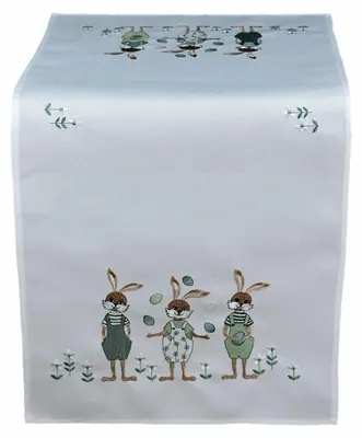 Produktbild von Tischdecke Tischläufer Stickerei Hasenkinder Osterhasen Ostern 40 x 90 cm