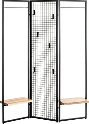 Produktbild von HAKU Standgarderobe Kleiderstangen eiche, schwarz - MDF, Metall, B/H/T: 133x175x24 cm