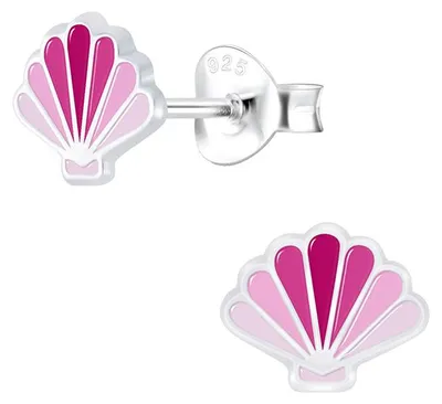 Produktbild von Kinder Ohrstecker Muschel: Pinke Ohrringe Silber 925
