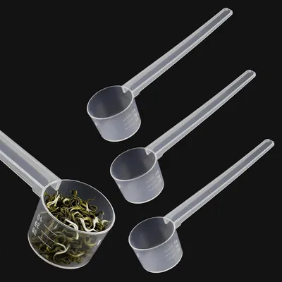 3 Messlöffel mit Skala 2–5 g, transparent, Kunststoff