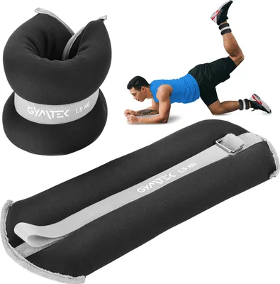 Produktbild von Gymtek® Gewichtsmanschetten - 2x 1,5 kg - Gewichte für Beine und Arme, Knöchelgewicht, Verstellbares Gewichte, Fußgewichte - Pilates, Krafttraining