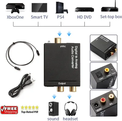 Produktbild von Wandler Optisch Toslink Koaxial auf RCA Digital zu Analog Audio Konverter