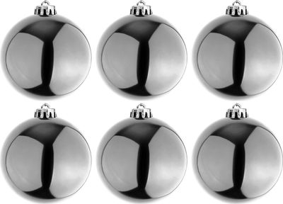 6 Stück XL Weihnachtsbaumkugeln Christbaumkugeln Silber Ø 15cm