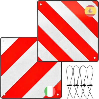 Obrázok produktu pre Varovná tabuľa 2 v 1, skladacia, 50 x 50 cm, hliník, reflexná, určená na nosiče bicyklov a karavany