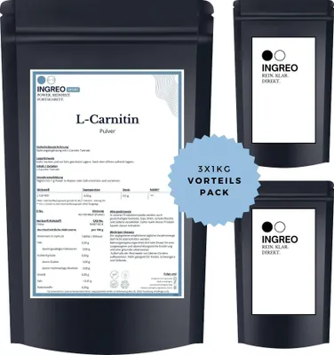 Produktbild von L-Carnitin Tartrat Pulver (40-100 Mesh) – 3kg (3X1kg)