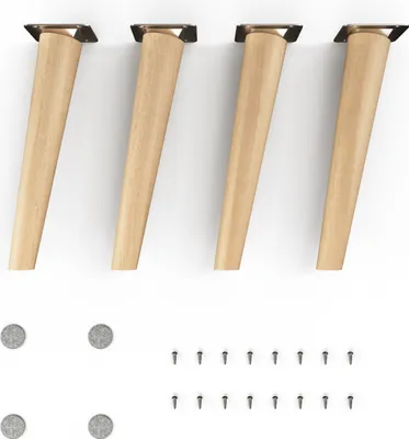 Produktbild von 4x sossai Holzfüße rund - schräge Ausführung 25cm Buche Öl-Finish