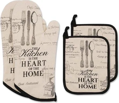 Produktbild von Famanu Ofenhandschuhe und Topflappen Set - hitzebeständig, 32 x 18 cm