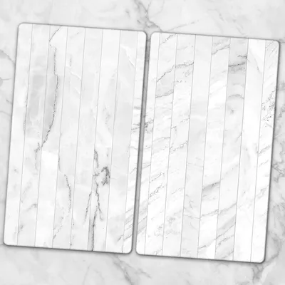 Produktbild von Glas-Herdabdeckplatten Glaskeramikkochfeld-Abdeckung Spritzschutz Glas 2x30x52 cm - Weiß Holzplatte