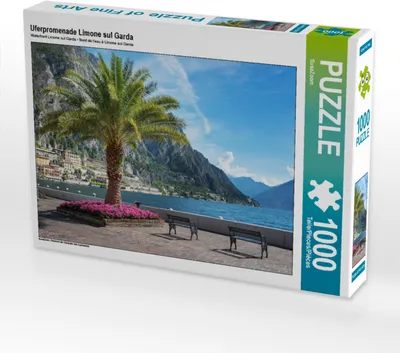 Produktbild von CALVENDO Puzzle Uferpromenade Limone sul Garda 1000 Teile Puzzle quer | 1000 Teile Lege-Größe 64x48cm Foto-Puzzle für glückliche Stunden
