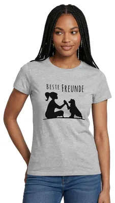 Produktbild von Spreadshirt Beste Freunde | Mensch Und Hund Frauen T-Shirt, XXL, Grau meliert