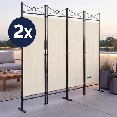 Produktbild von DEUBA® 2er Set Trennwand 180x160cm 4 teilig Blickdicht Freistehend Faltbar Stabil Wohnzimmer Schlafzimmer Büro Raumteiler Spanische Wand Paravent Creme