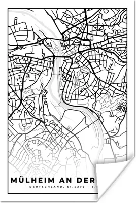 Produktbild von MuchoWow® Poster Karte - Mülheim an der Ruhr - Karte - Stadtplan 120x180 cm - Kunstposter
