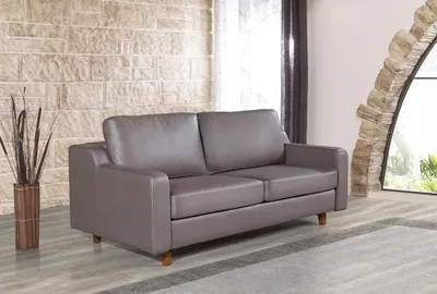 Produktbild von Graues Ledersofa Designer 3-Sitzer Wohnzimmer Couchen Polster Möbel