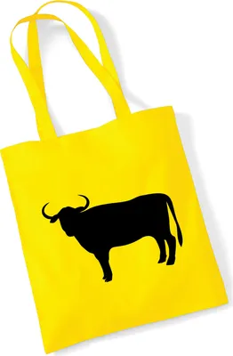 Produktbild von Huuraa Jutebeutel Stier Bulle Silhouette 10 Liter Yellow Baumwolle Tasche Geschenkidee