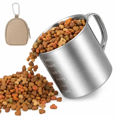 Futterset: Messbecher 350 ml & Leckerli-Beutel mit Karabiner