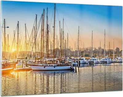 Produktbild von Bilder auf glas - Katamaran Yacht Anker Ankerplatz - 120x80cm - Glasbilder - Wandbilder - Kunstdruck - zum Aufhängen bereit - Wanddekoration aus Glas - Glas Bilder - Wandbild auf Glas - GAA120x80-3162