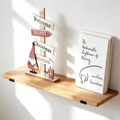 Zdjęcie produktu dla Półka wisząca z litego drewna dębowego, 60 x 15 x 1,8 cm