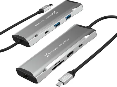 Produktbild von j5create JCD393-N 4K60 Elite USB-C® 10Gbps Mini Dock, Kabelgebunden, USB 3.2 Gen 1 (3.1 Gen 1) Type-C, 100 W, 10,100,1000 Mbit/s, Grau, Space Grey