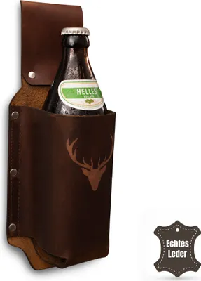 Produktbild von Bierholster Biergürtel Flaschenhalter aus echtem Leder als Geschenk zum Vatertag, Geburstagsgeschenk für Freunde, Idee zum Junggesellenabschied