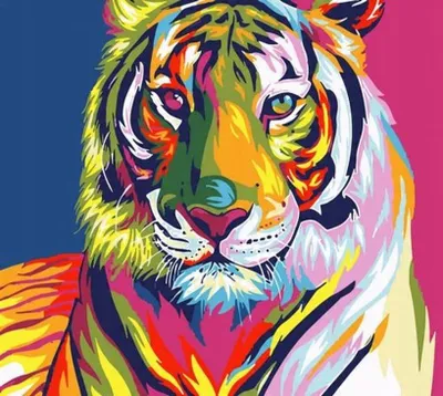 Produktbild von Malen nach Zahlen: Bunter Tiger, 40x50 cm