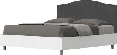 Produktbild von ITYHOME - Bett mit Lattenrost 160x190 Bettgestell Esche weiß Bett-Kopfteil mit Mikrofaserbezug Grau Grace