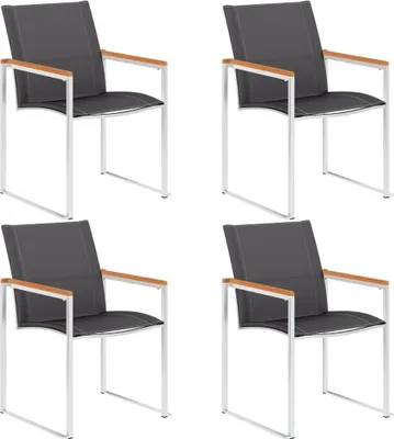 Image de vidaXL Chaises de jardin 4 pcs. Textilène et acier inoxydable Gris