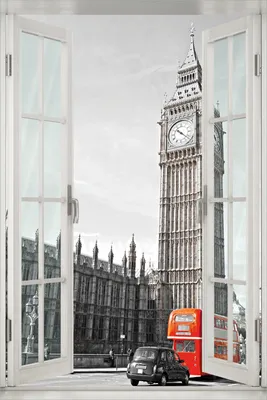 Produktbild von Wallario Poster mit Fenster-Illusion: London Red Bus, Größe: 100 x 150 cm