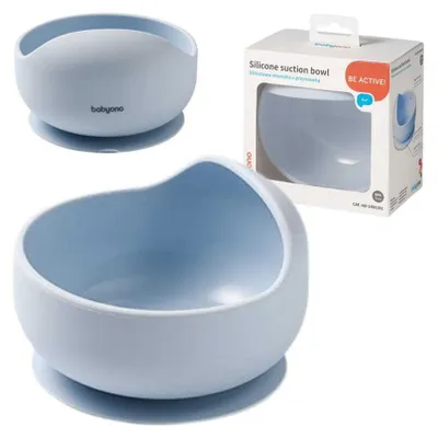 Produktbild von BABYONO | Silikon-Schüssel mit Saugnapf - blau - für selbstständiges Essen - sicher und leicht zu reinigen