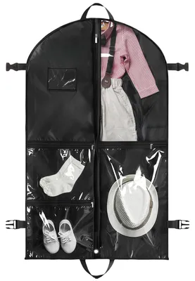Image de Sac à vêtements pliable / sac de voyage, 110 x 60 cm. Sac à vêtements pour le rangement, protège de la poussière et de l'humidité (noir)