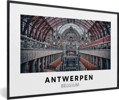 Produktbild von MuchoWow® Gerahmtes Poster Antwerpen - Belgien - Architektur 60x40 cm - Poster mit Schwarzem Bilderrahmen Wandposter Rahmen Foto Bilder - Printing - Wanddeko Schlafzimmer