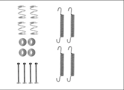 Imagen del producto de Kit de accesorios para zapatas de freno de estacionamiento, 16 piezas, marca HELLA, compatible con, entre otros, el modelo OPEL OMEGA