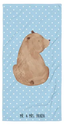Produktbild von Mr. & Mrs. Panda Handtuch Bär Schulterblick - Blau Pastell - Geschenk, Motivation, Bärenliebe, Bären, Selbstachtung, Großes Badehandtuch, Duschtuch, Weisheit, Strandtuch