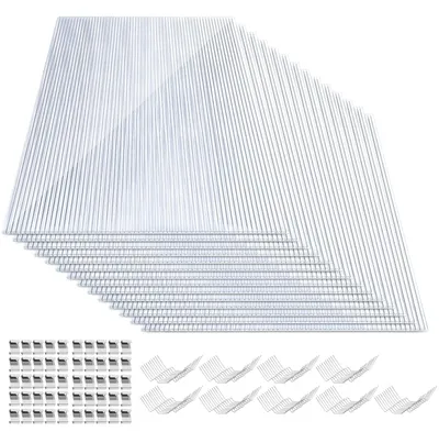 Produktbild von ISOISL Polycarbonat Stegplatten Set 42 Stück 4 mm klar, 0,6 kg/m², für Gewächshaus, Dach & Terrasse, inkl. 50 W-Clips & 50 Z-Clips aus 304 Edelstahl