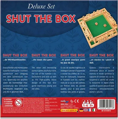 Immagine prodotto di Noris Deluxe Shut The Box, Würfelspiel, Brettspiel, Gesellschaftsspiel, Kinder, Spiel, 606108013
