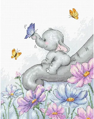 Produktbild von Luca-S Kreuzstich-Stickset "Elefant mit Schmetterling", 19x23cm