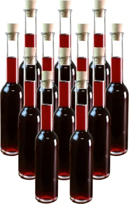 Bottiglie Di Vetro Da 50 Ml Con Tappo In Sughero - Set Da 12 - Per Liquori, Oli E Aceti - Design Elegante - Foto 2