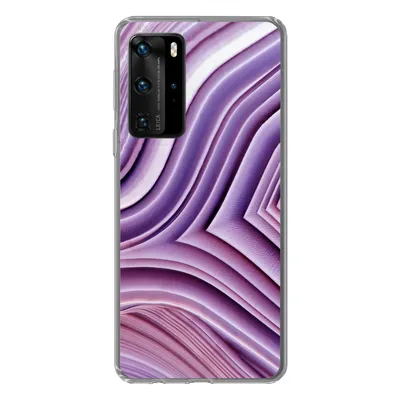 Produktbild von MuchoWow® Handyhülle Schutzhülle Hülle für Huawei P40 Pro Naturstein - Nahaufnahme - Weiß Silikon Softcase Handy Hülle - Schutz