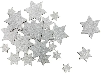 Produktbild von Oblique Unique Holz Sterne Deko Set Holzdeko Weihnachtsdeko Tischdeko Streudeko für Weihnachten - silber