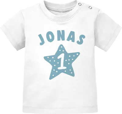Produktbild von personalisiertes Baby T-Shirt Name und Zahl 1 zum ersten Geburtstag Motiv Stern Junge/Mädchen SpecialMe® Jungen weiß 56/62 (1-3 Monate)