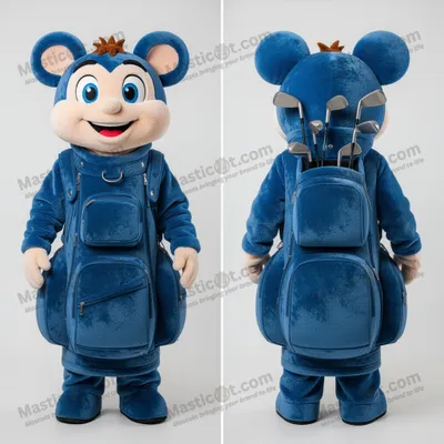 Image de Mascotte MASTICOT de sac de golf en velours bleu