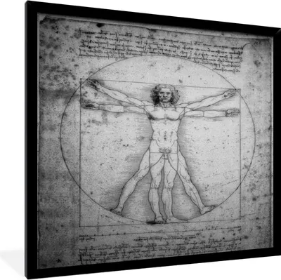 Produktbild von MuchoWow® MuchoWow® Gerahmtes Poster Der vitruvianische Mensch - Leonardo da Vinci 30x40 cm - Poster mit zchwarzem Bilderrahmen - Wanddeko - Kunstdrucke